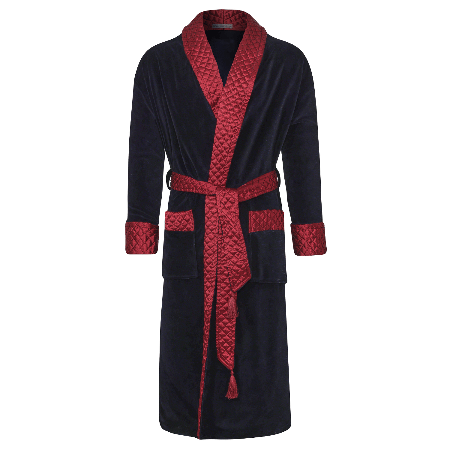 Mayfair men's smoking jacket in navy – long velvet smoking robe for men