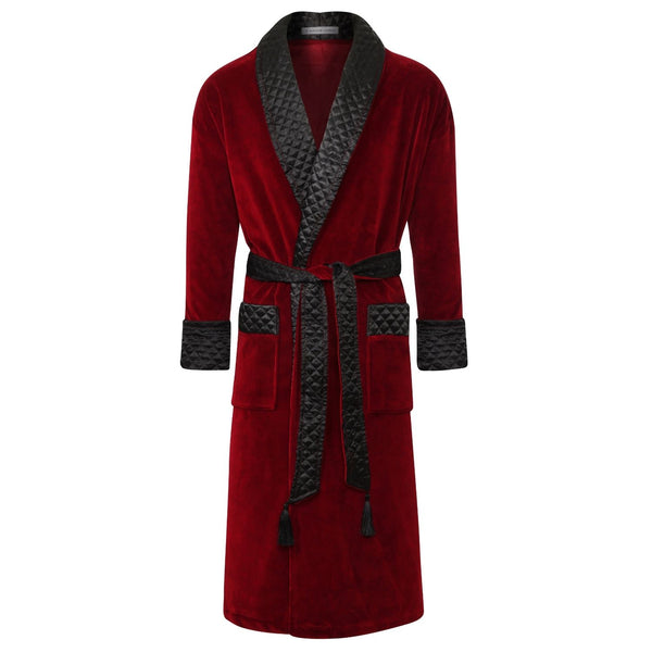 black and red dressing gown Derek Rose Mens Multi-Coloured Aston Striped Terry-Cotton Robe S main image 0