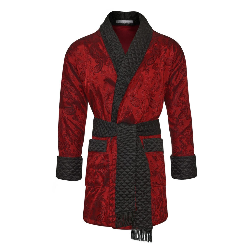 Clarke men's smoking jacket in red paisley – smoking robe for men