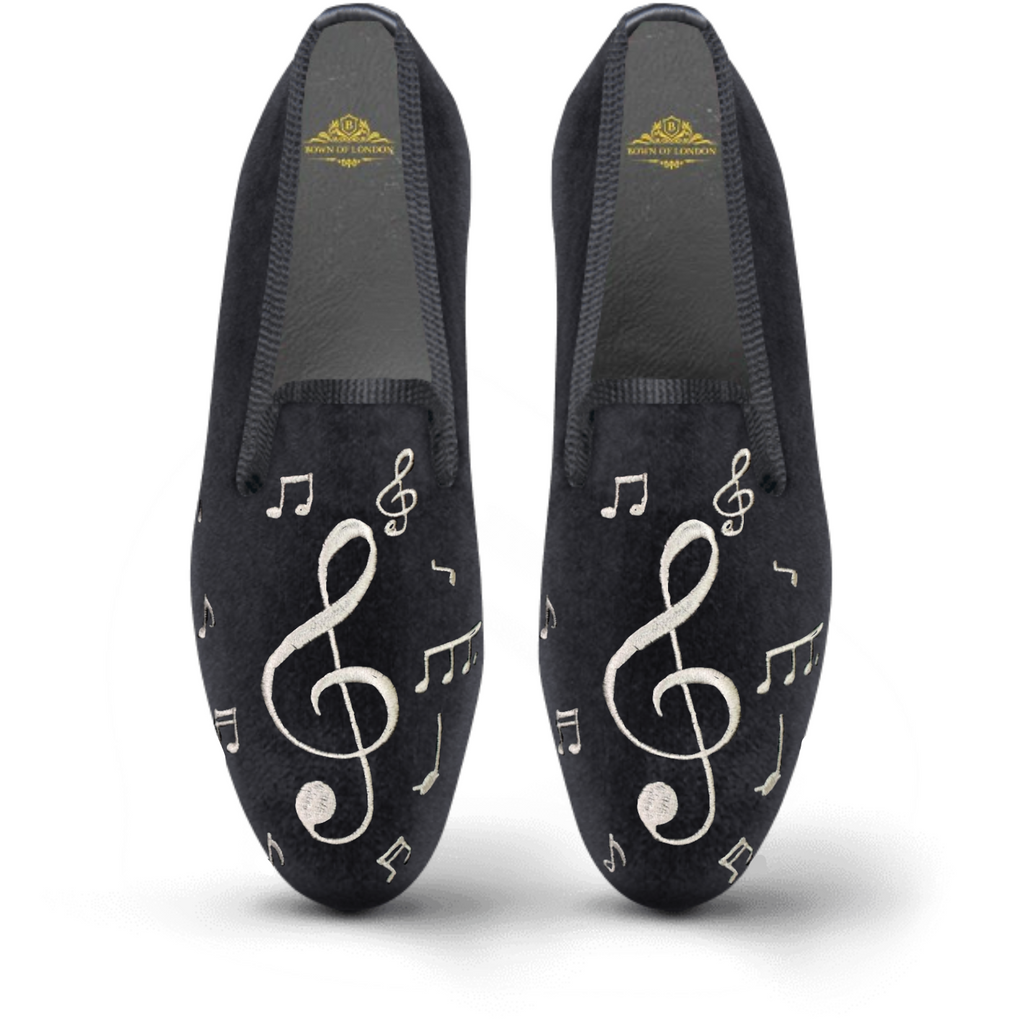 Men's Velvet Loafer/Slipper Shoe Musical Notes
