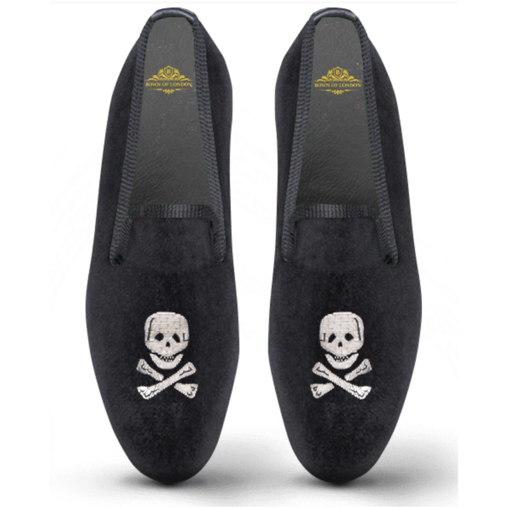 Men's Velvet Loafer/Slipper Shoe Skull