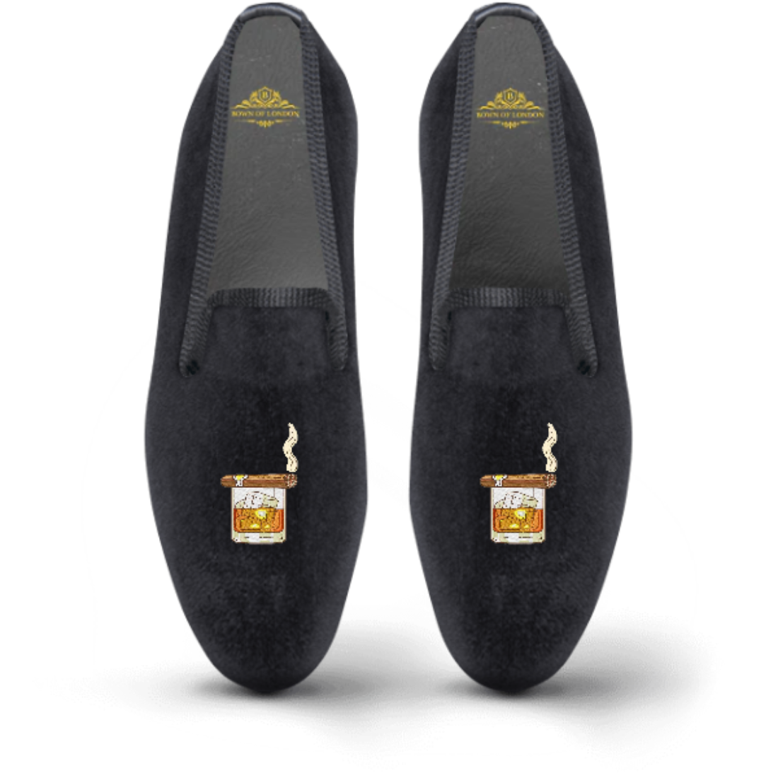 Men's Velvet Loafer/Slipper Shoe Cigar on Whiskey Glass