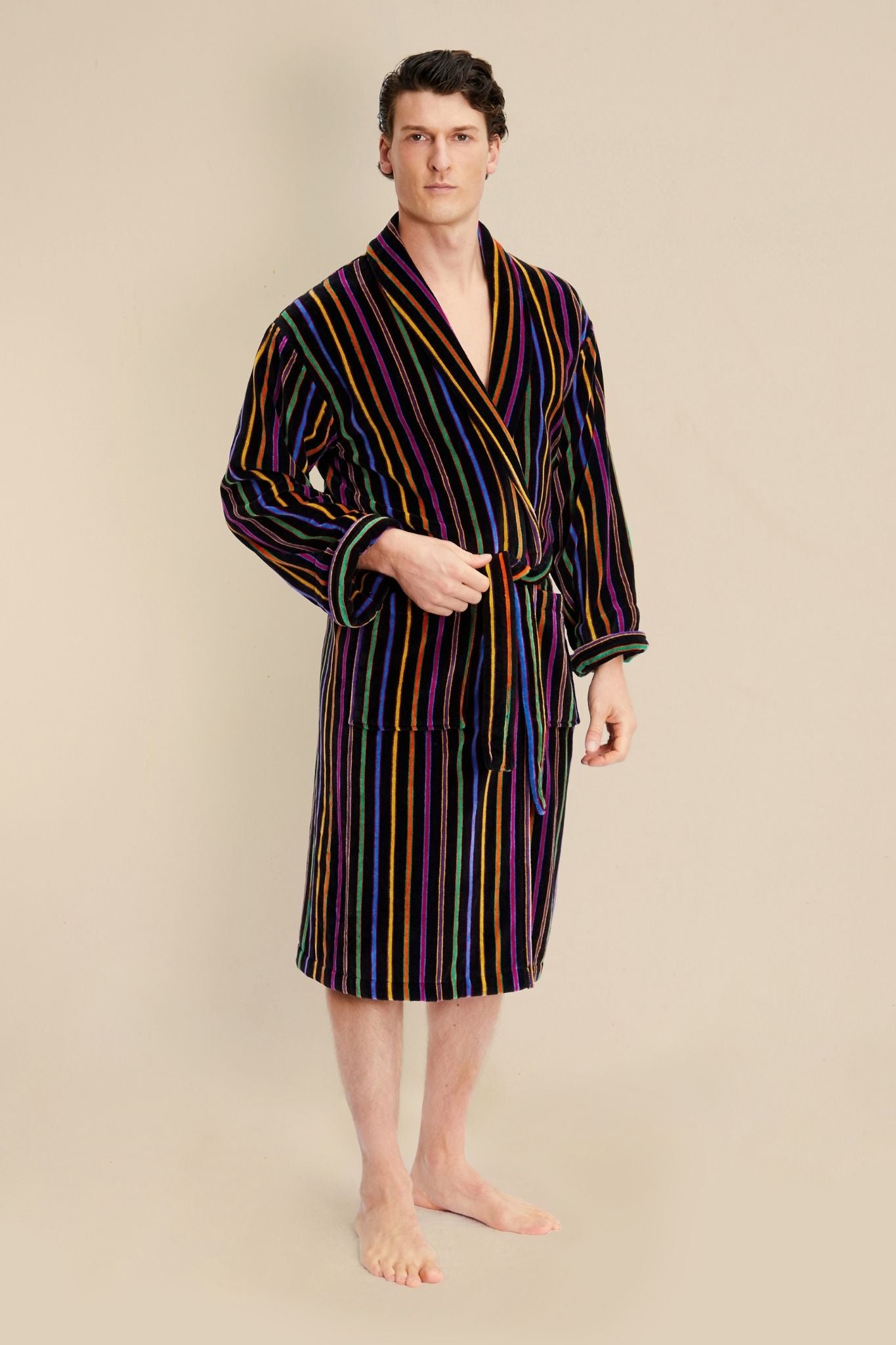 Mozart Men's Bathrobe - Model Front | Bown of London
