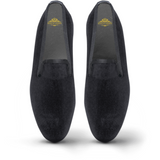 Men's Velvet Loafer/Slipper Shoe Plain Black