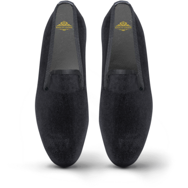Aspinal Of London Handmade Velvet Slippers Loafers Men Size UK8/US9 Black/Gold‎ Mens Black Gold Velvet Fancy Embellished Loafers Slip On Val OS main image 3