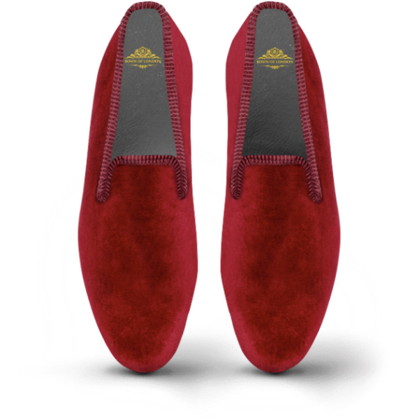 Velvet Loafer/Slipper Shoe Plain Burgundy | Bown of London