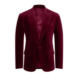 Made to measure Men's Single breasted Italian Velvet Blazer - Burgundy