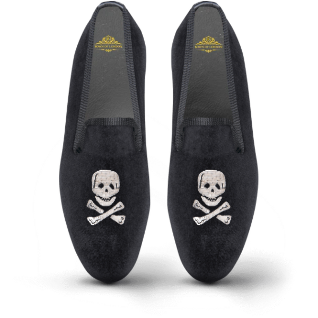 Men's Velvet Loafer/Slipper Shoe Skull