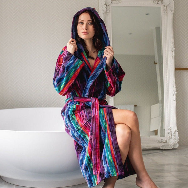 Women's Hooded Robe Multicolor Bathrobe Collection Bown of London