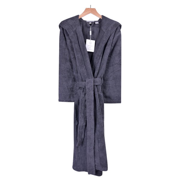 Women's Hooded Towelling Bathrobe - Dark Gray