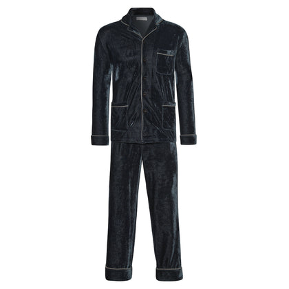 Zeus Mens Black Velvet Pajamas - Front | Bown of London