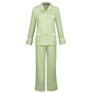 Demeter Womens Green Satin Pajamas - Front | Bown of London