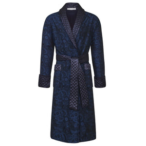 Sherlock men's smoking jacket in blue paisley – long smoking robe for men