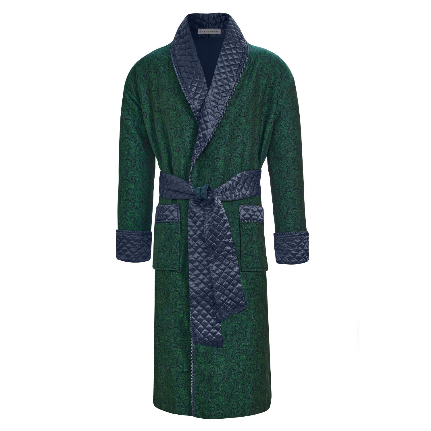 Connaught Long Smoking Jacket Robe in Green