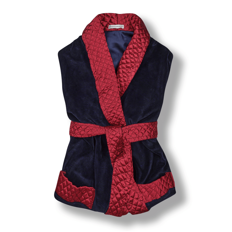Mayfair Men's Long Velvet Smoking Jacket - Folded | Bown of London