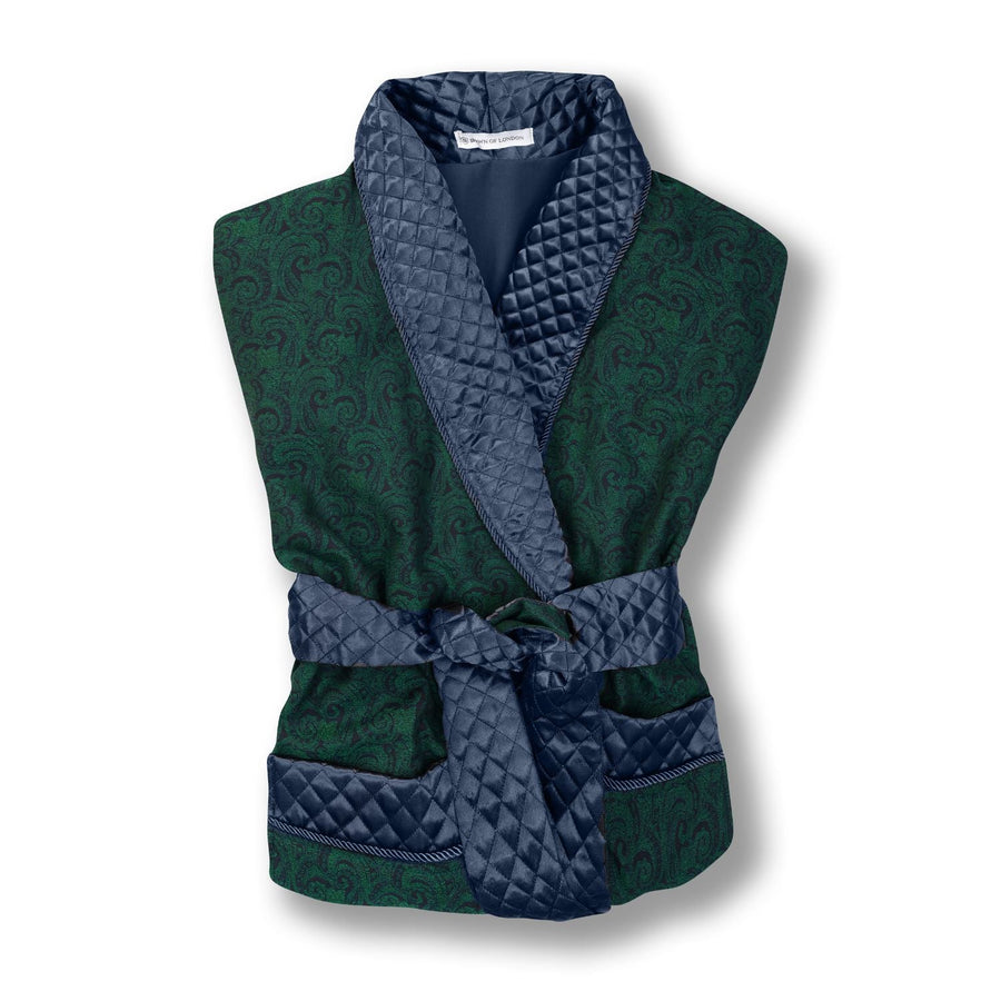 Connaught Long Smoking Jacket Robe in Green