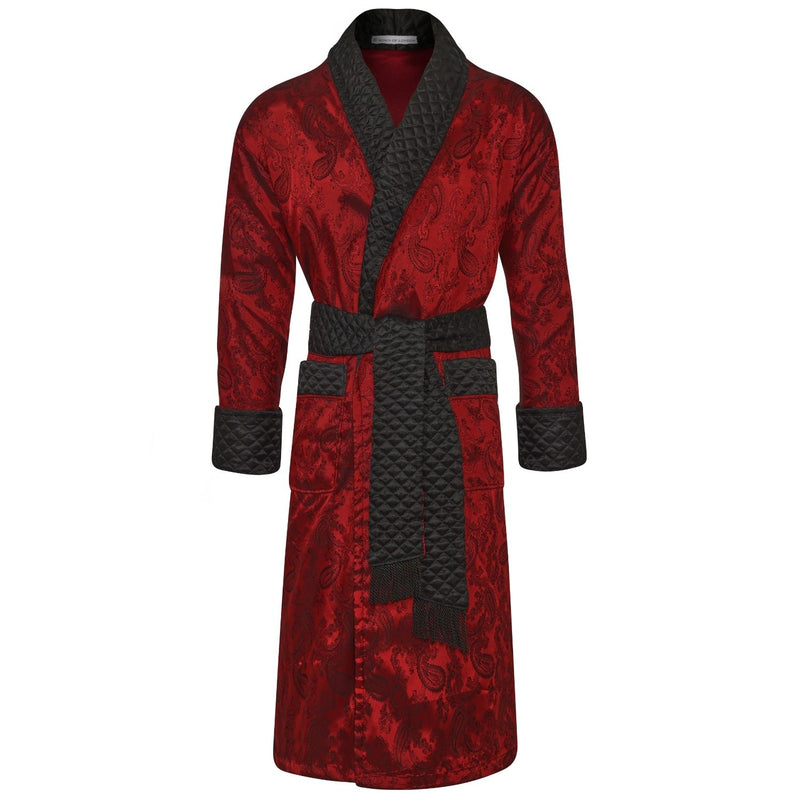 Gable men's smoking jacket in red paisley – long smoking robe for men