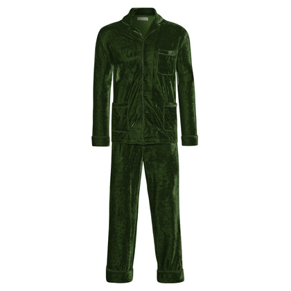 Hemes Mens Green Velvet Pajamas - Front | Bown of London