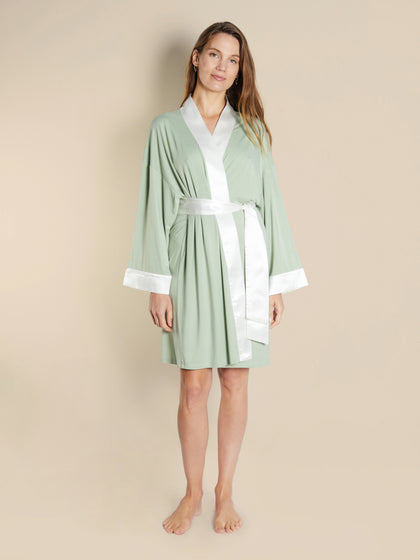 Lightweight Short Bathrobe - Hestia - View 2 - Bown of London