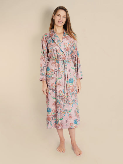 Lightweight Women's Bathrobe - Serpentine Blush - Bown of London