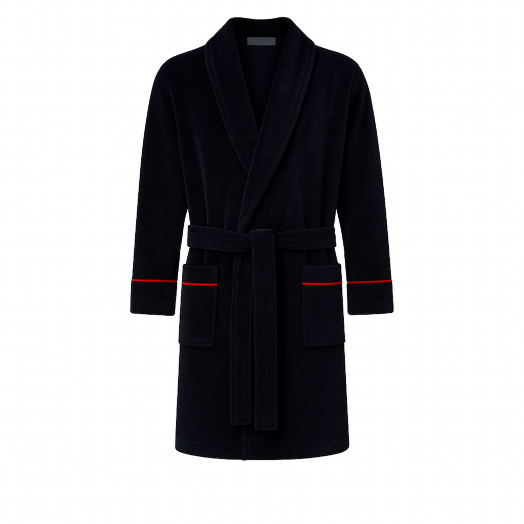 Rockefeller Luxury Cotton Short Velvet Smoking Jacket in Navy