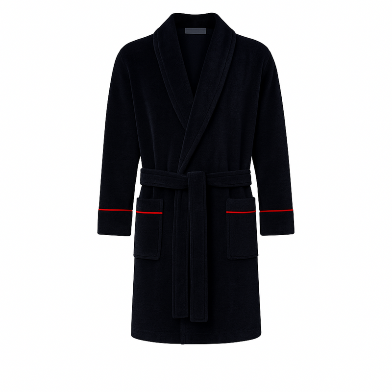 Rockefeller Luxury Cotton Short Velvet Smoking Jacket in Navy