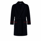 Rockefeller Luxury Cotton Short Velvet Smoking Jacket in Navy