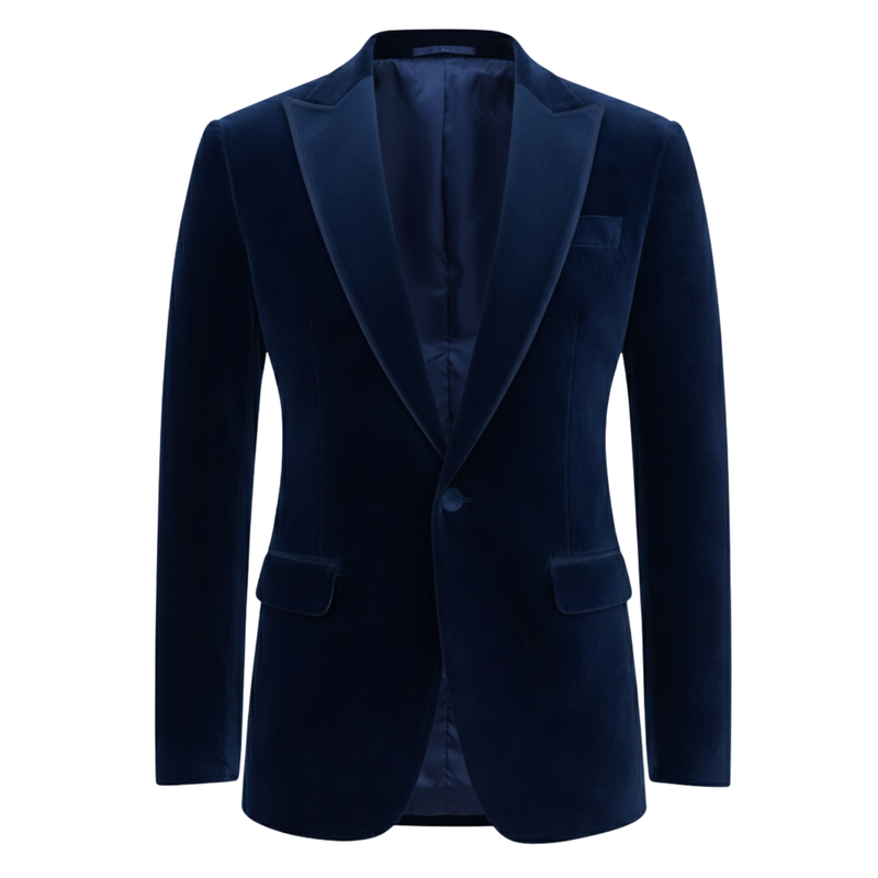 Made to measure Men's Single Breasted Light Navy Velvet Jacket