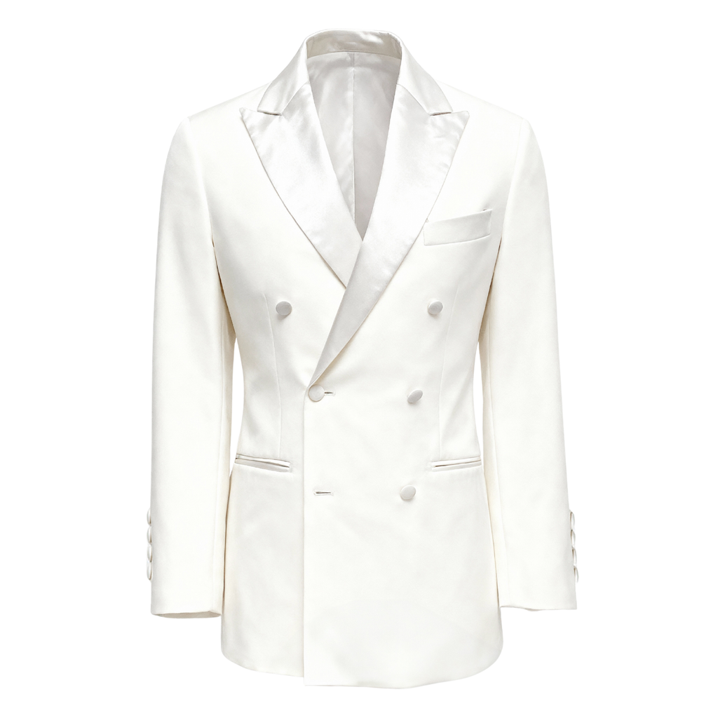 Made to measure Men's Double Breasted White Tuxedo Suit