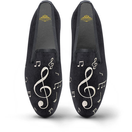 Men's Velvet Loafer/Slipper Shoe Musical Notes - Bown of London