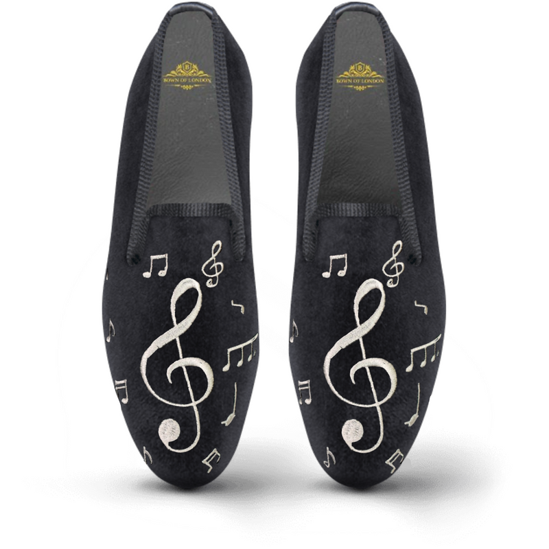 Men's Velvet Loafer/Slipper Shoe Musical Notes