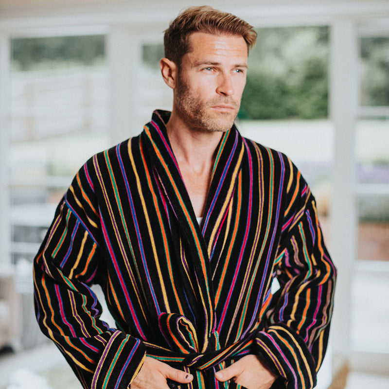 Men's Charcoal Pure Cashmere Robe | Derek Rose