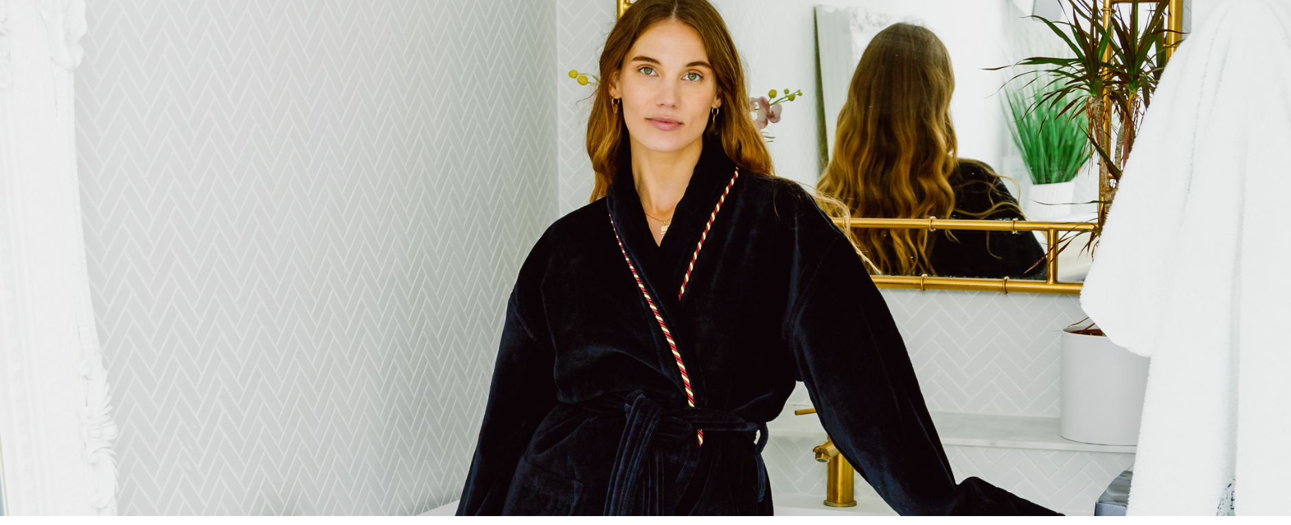 Woman Wearing A Dressing Gown In A Bathroom | Bown of London