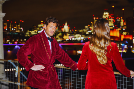 Landscape Photo Of Man And Woman Dressed Formally Infront Of London Skyline | Bown of London