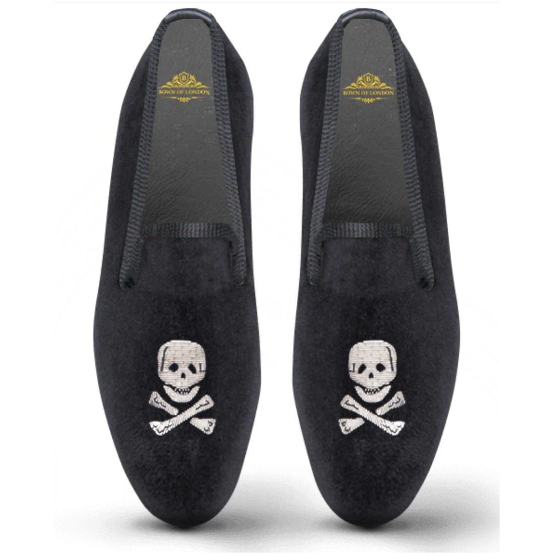 Velvet Loafer Slipper Shoe Skull Bown of London 14.5 No