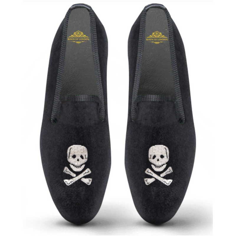 Men's Velvet Loafer/Slipper Shoe Skull