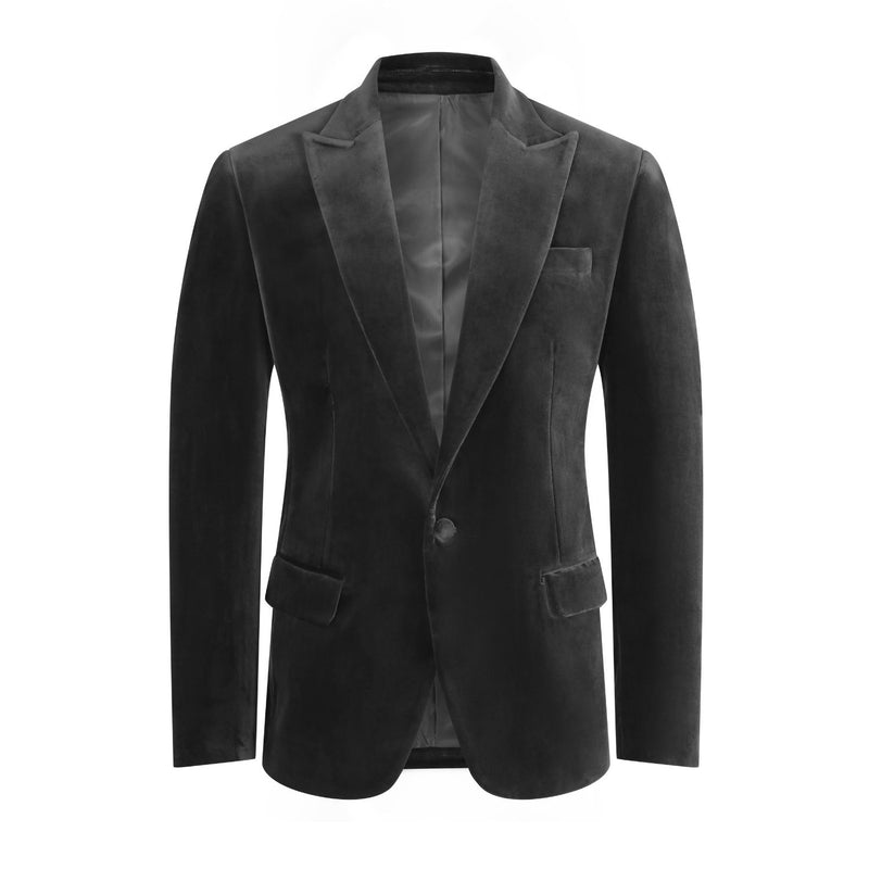 Made to measure Men's Single breasted Italian Velvet Blazer - Black