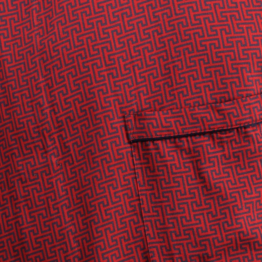Red Lightweight Robe - The Cambridge Bathrobe closeup view