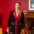 Cliveden Short Velvet Navy Smoking Jacket with Burgundy Piping Main Image