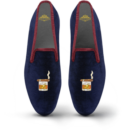 Men's Velvet Loafer/Slipper Shoe Cigar on Whiskey Glass - Bown of London