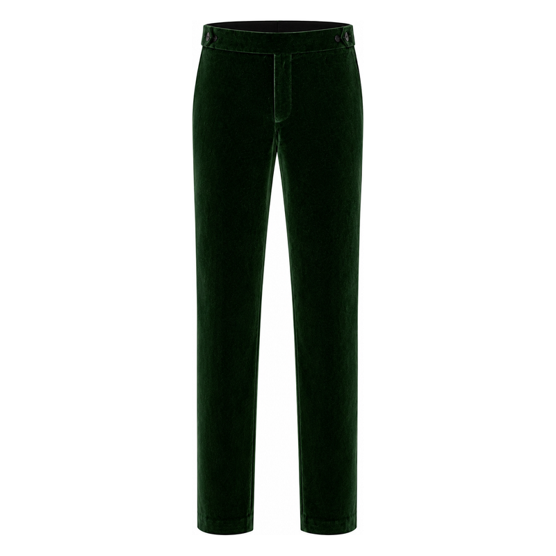 Men's Italian velvet green trousers - front view