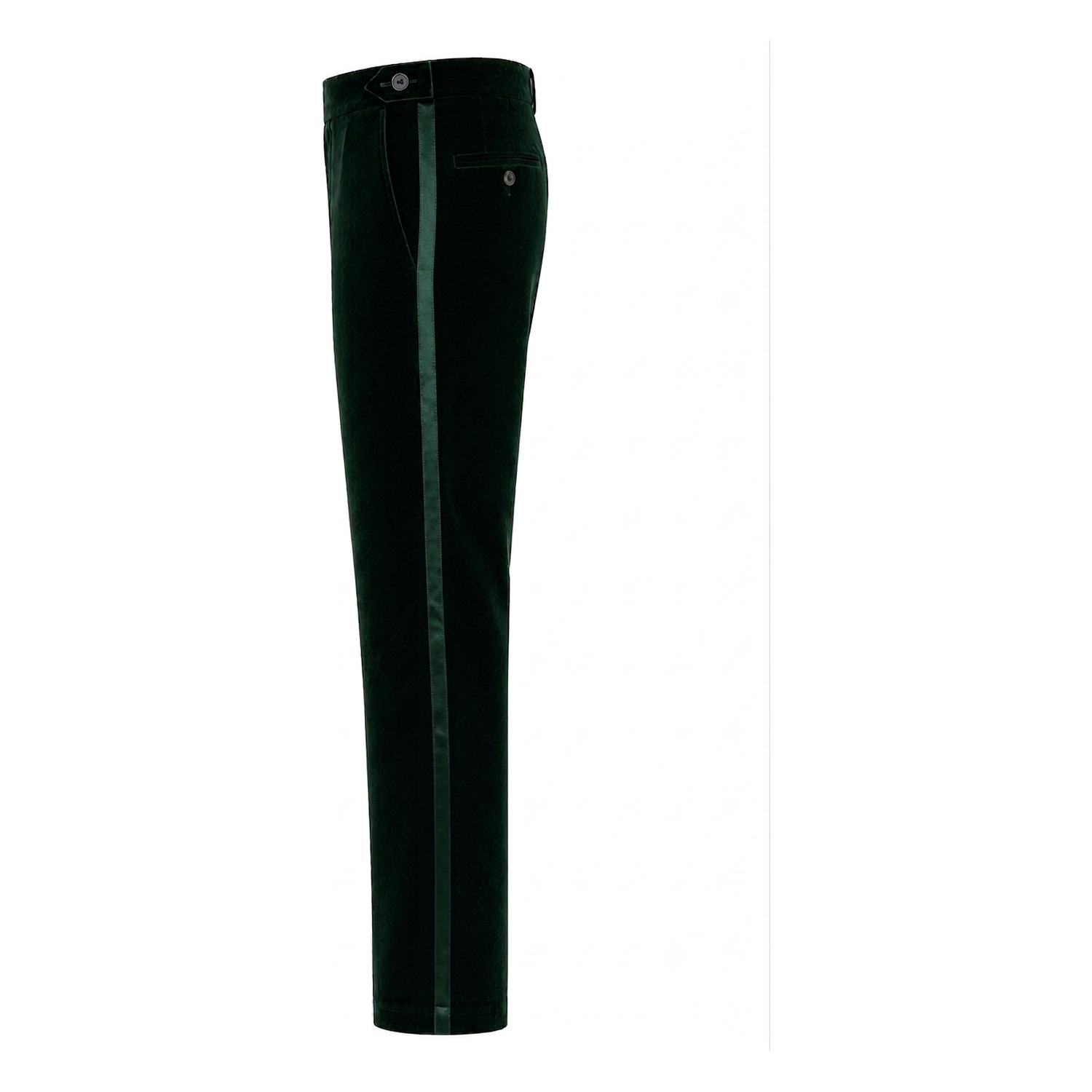 Men's Italian velvet green trousers - side view