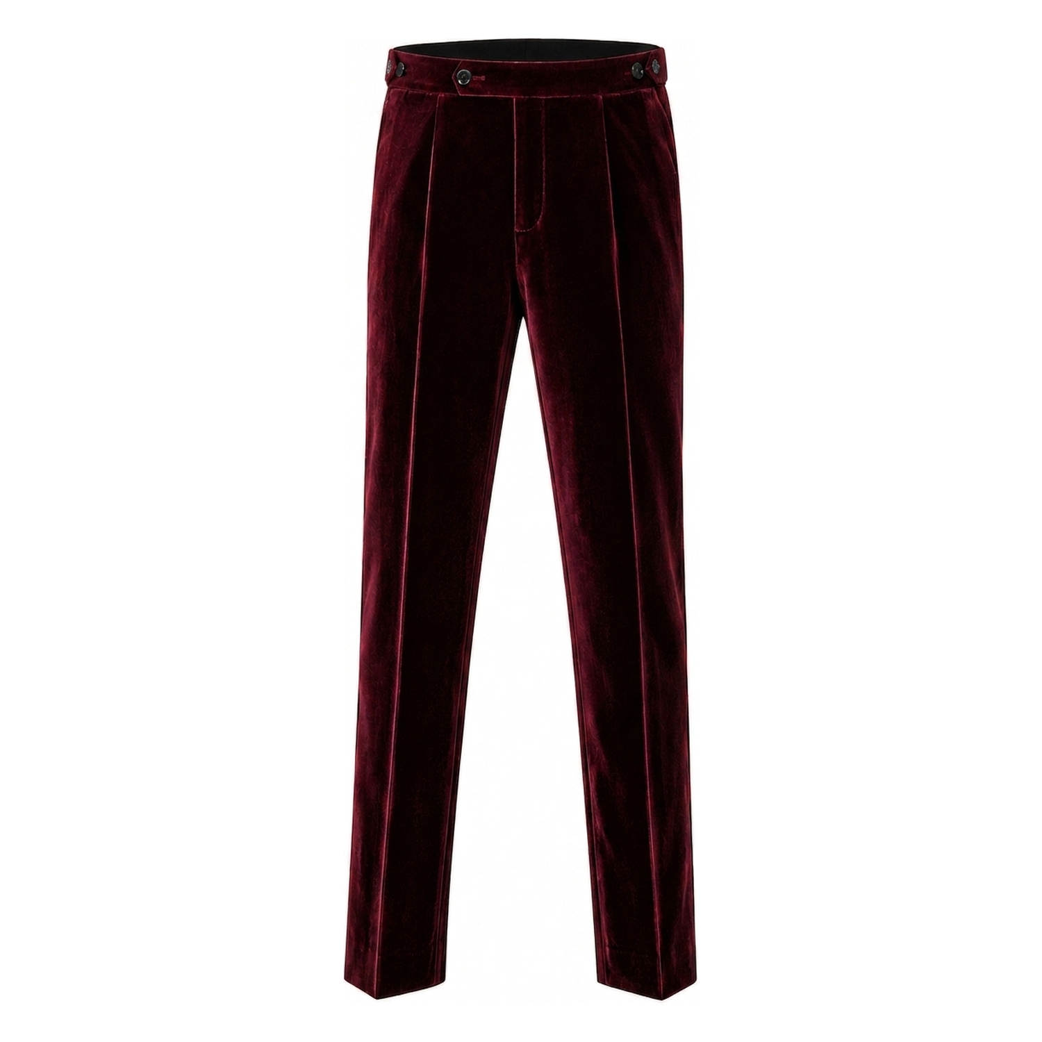 Men's Italian velvet maroon trousers - front view