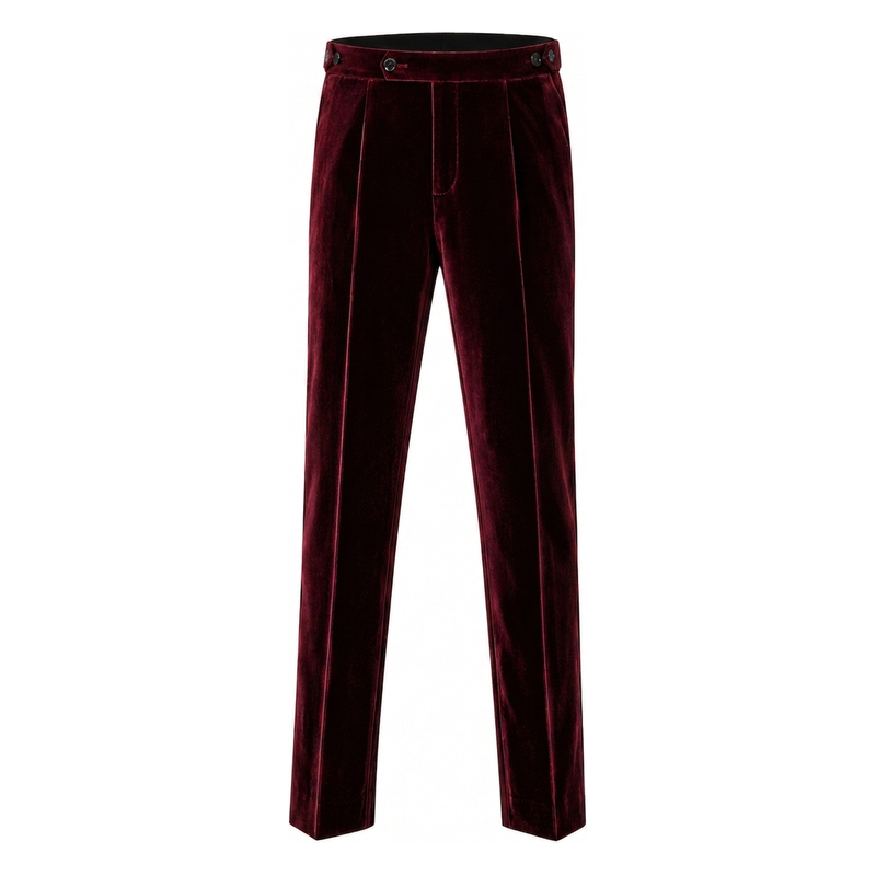 Men's Italian velvet maroon trousers - front view