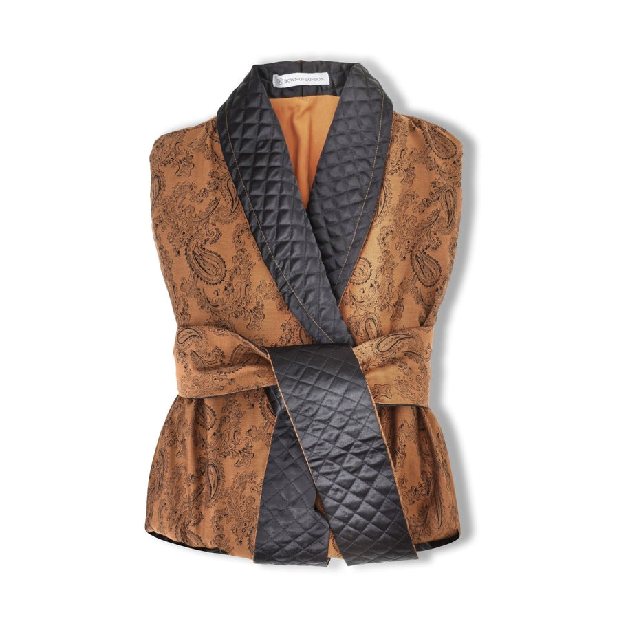 midas short gold smoking jacket - folded | Bown of London