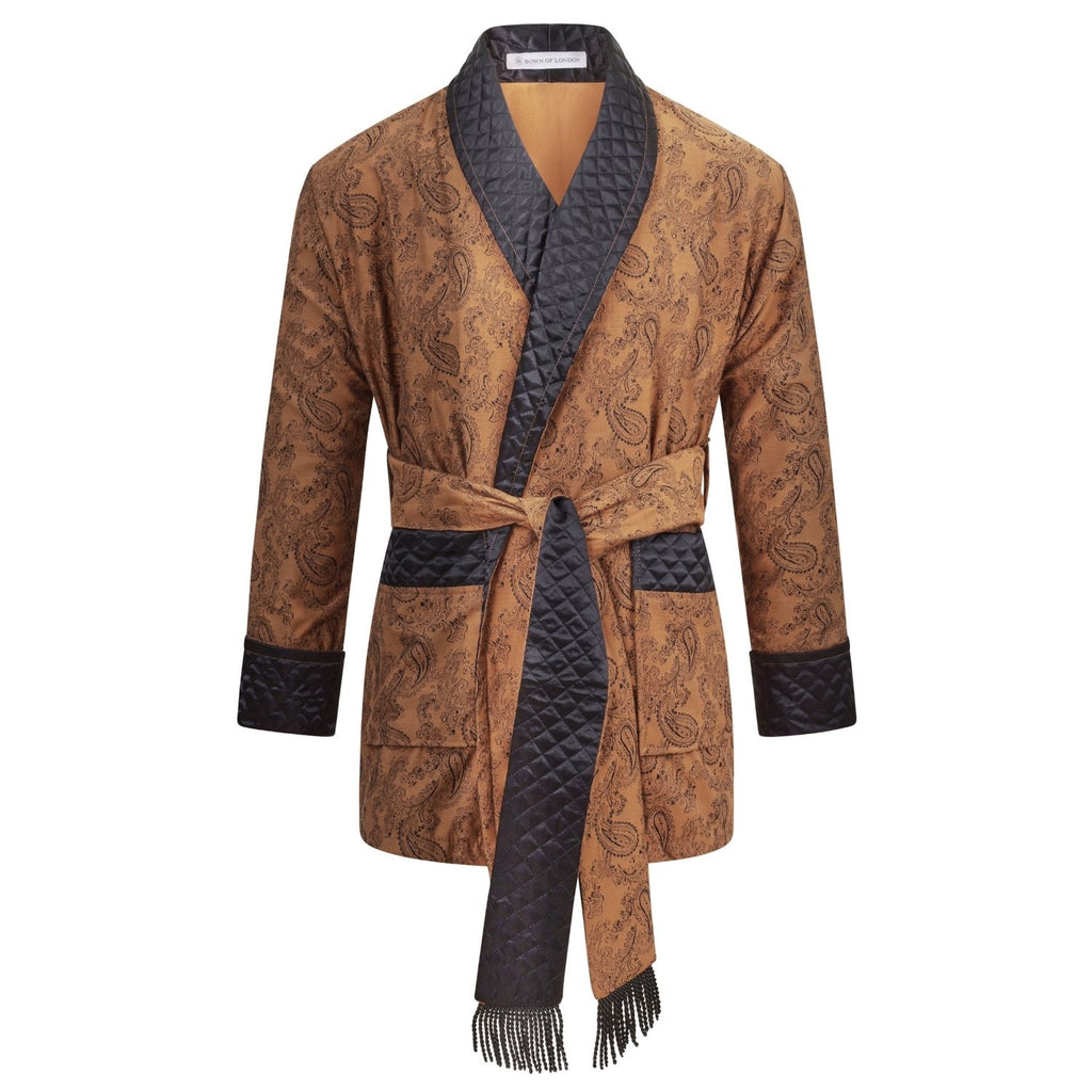 midas short gold smoking jacket - front | Bown of London