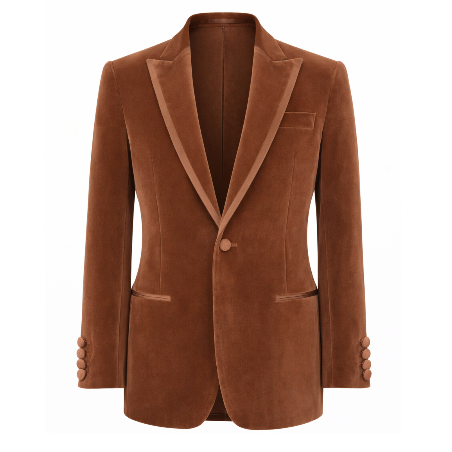 Brown velvet blazer on a white background - Bown of London