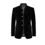 Made to Measure Black Italian Velvet Nehru Collar Jacket