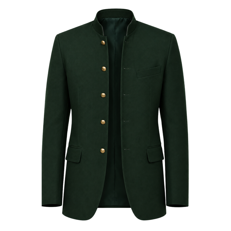 Made to Measure Green Italian Velvet Nehru Collar Jacket