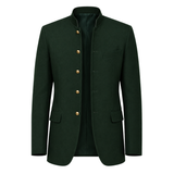 Made to Measure Green Italian Velvet Nehru Collar Jacket